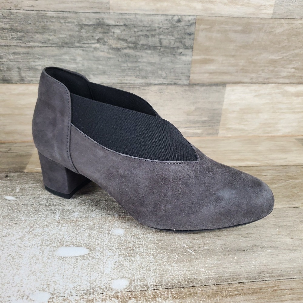 Eric Michael Gayle Womens‎ Heel Pumps Sz 6.5 Gray Slip On Round Toe Block Heel